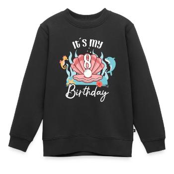 8th Birthday Girl Mermaid Shell It`s My 8 Years - Kinder Premium Organic Sweatshirt - Schwarz - Vorne - AI Model Kid Female (0cm)