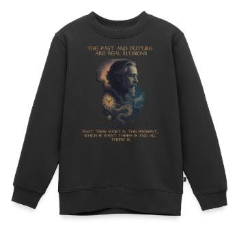 Alan Watts Time Citation Art - Sweat Premium enfant bio - noir - Devant - AI Model Kid Female (0cm)