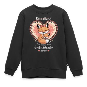 Annonce de la progéniture Je vais être une grande sœur en 2026 - Sweat Premium enfant bio - noir - Devant - AI Model Kid Female (0cm)