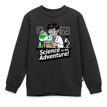 WISSENSCHAFT IST EIN ABENTEUER - Kinder Premium Organic Sweatshirt - Schwarz - Vorne - AI Model Kid Female (0cm)