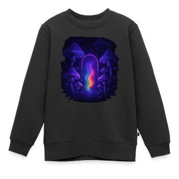 Champignon magique - Portail de la forêt de champignons - Sweat Premium enfant bio - noir - Devant - AI Model Kid Female (0cm)