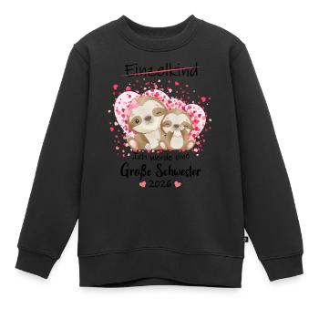 Annonce de la progéniture Je vais être une grande sœur en 2026 - Sweat Premium enfant bio - noir - Devant - AI Model Kid Female (0cm)