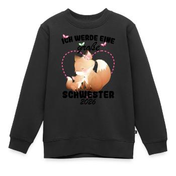 Annonce de la progéniture Je vais être une grande sœur en 2026 - Sweat Premium enfant bio - noir - Devant - AI Model Kid Female (0cm)