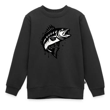 Raubfisch Splash – Angeln mit Stil - Kinder Premium Organic Sweatshirt - Schwarz - Vorne - AI Model Kid Female (0cm)