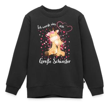 Nachwuchs Verkünden Ich Werde Große Schwester 2026 - Kinder Premium Organic Sweatshirt - Schwarz - Vorne - AI Model Kid Female (0cm)