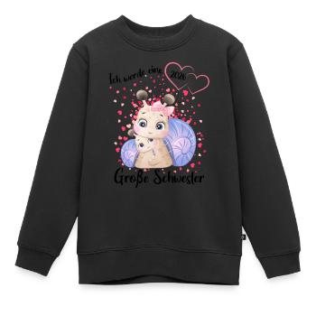 Nachwuchs Verkünden Ich Werde Große Schwester 2026 - Kinder Premium Organic Sweatshirt - Schwarz - Vorne - AI Model Kid Female (0cm)