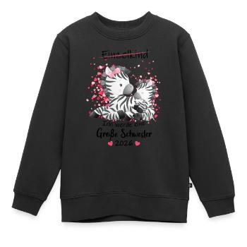Nachwuchs Verkünden Ich Werde Große Schwester 2026 - Kinder Premium Organic Sweatshirt - Schwarz - Vorne - AI Model Kid Female (0cm)