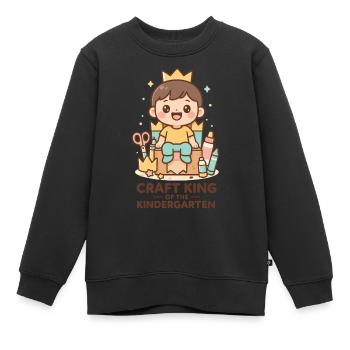 Artisanat Roi De L’artisanat De La Maternelle - Sweat Premium enfant bio - noir - Devant - AI Model Kid Female (0cm)