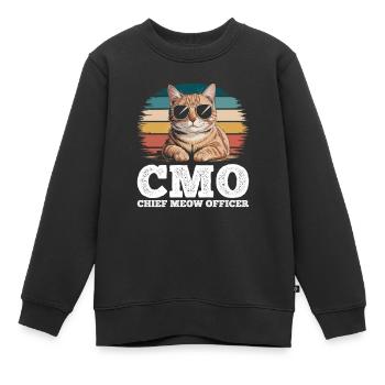 Lustige getigerte Katze Chief Meow Officer - Kinder Premium Organic Sweatshirt - Schwarz - Vorne - AI Model Kid Female (0cm)
