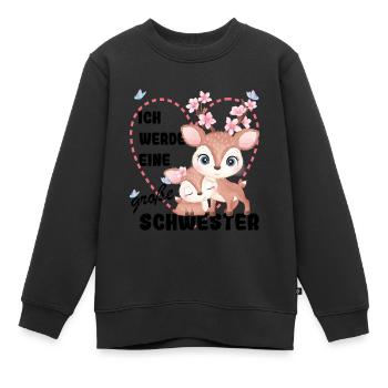 Nachwuchs Verkünden Ich Werde Große Schwester 2026 - Kinder Premium Organic Sweatshirt - Schwarz - Vorne - AI Model Kid Female (0cm)