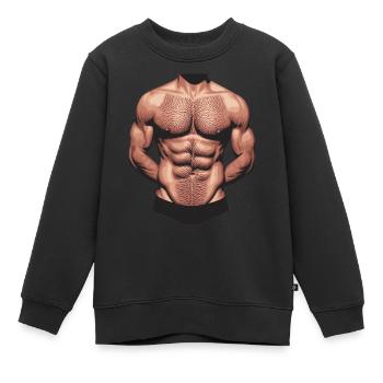 Muskulöser Männer Oberkörper - Kinder Premium Organic Sweatshirt - Schwarz - Vorne - AI Model Kid Female (0cm)