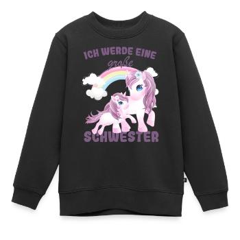 Nachwuchs Verkünden Ich Werde Große Schwester 2026 - Kinder Premium Organic Sweatshirt - Schwarz - Vorne - AI Model Kid Female (0cm)
