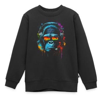 Monkey DJ Écouteurs Lunettes Soleil - Sweat Premium enfant bio - noir - Devant - AI Model Kid Female (0cm)