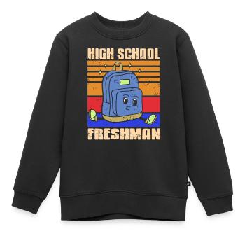 High School Freshman Backpack Cartoon - Kinder Premium Organic Sweatshirt - Schwarz - Vorne - AI Model Kid Female (0cm)