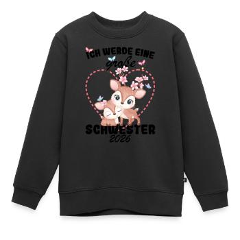 Nachwuchs Verkünden Ich Werde Große Schwester 2026 - Kinder Premium Organic Sweatshirt - Schwarz - Vorne - AI Model Kid Female (0cm)
