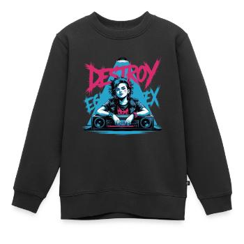 DÉTRUIRE LE SYSTÈME - Sweat Premium enfant bio - noir - Devant - AI Model Kid Female (0cm)