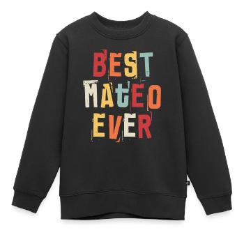 Best Mateo Ever Vorname Retro Text Geschenk - Kinder Premium Organic Sweatshirt - Schwarz - Vorne - AI Model Kid Female (0cm)