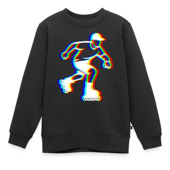 Glitch Skater – Coole Fahrt - Kinder Premium Organic Sweatshirt - Schwarz - Vorne - AI Model Kid Female (0cm)