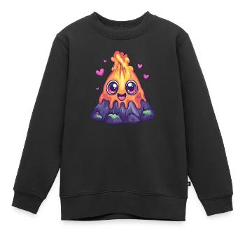 Vulkan mit Herzchen - Kinder Premium Organic Sweatshirt - Schwarz - Vorne - AI Model Kid Female (0cm)
