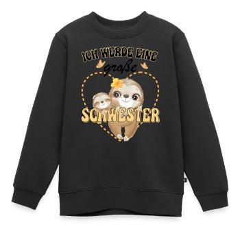 Annonce de la progéniture Je vais être une grande sœur en 2026 - Sweat Premium enfant bio - noir - Devant - AI Model Kid Female (0cm)