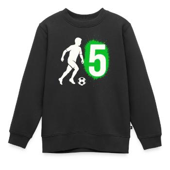 5th Birthday, 5 Year Old Boy, 5 Football - Kids Premium Organic Sweatshirt - black - Front - AI Model Kid Female (0cm)