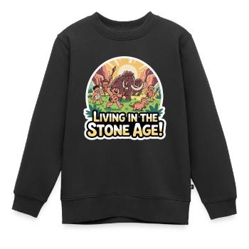 HÖHLENMENSCHEN, DIE IN DER STEINZEIT LEBEN - Kinder Premium Organic Sweatshirt - Schwarz - Vorne - AI Model Kid Female (0cm)
