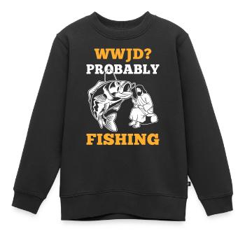 Angeln Fisch Angelfisch Wie Jesus Fischen - Kinder Premium Organic Sweatshirt - Schwarz - Vorne - AI Model Kid Female (0cm)
