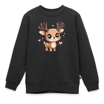 Fauve avec des cœurs - Sweat Premium enfant bio - noir - Devant - AI Model Kid Female (0cm)