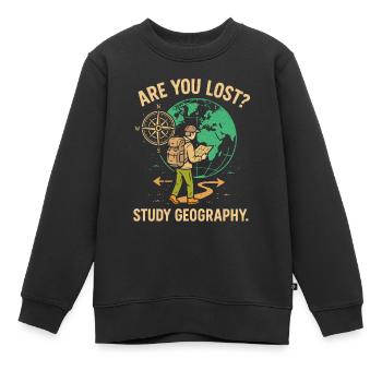 Haben Sie sich verlaufen? Geographie studieren - Kinder Premium Organic Sweatshirt - Schwarz - Vorne - AI Model Kid Female (0cm)