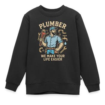 Klempner Wir machen Ihr Leben leichter - Kinder Premium Organic Sweatshirt - Schwarz - Vorne - AI Model Kid Female (0cm)