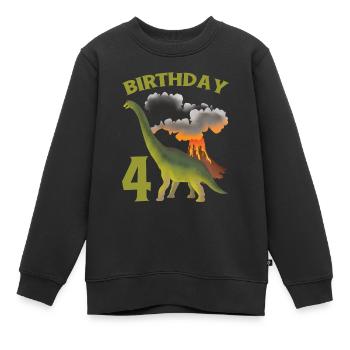 4 ans anniversaire garçon Dino Volcano - Sweat Premium enfant bio - noir - Devant - AI Model Kid Female (0cm)