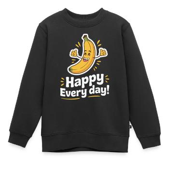 HEUREUX TOUS LES JOURS - Sweat Premium enfant bio - noir - Devant - AI Model Kid Female (0cm)