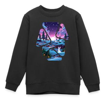 Landscape Snow Puzzle Fantasy - White Rabbit - Kids Premium Organic Sweatshirt - black - Front - AI Model Kid Female (0cm)