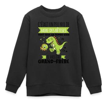 Enfant Futur Annonce Grossesse Grand Frère - Sweat Premium enfant bio - noir - Devant - AI Model Kid Female (0cm)