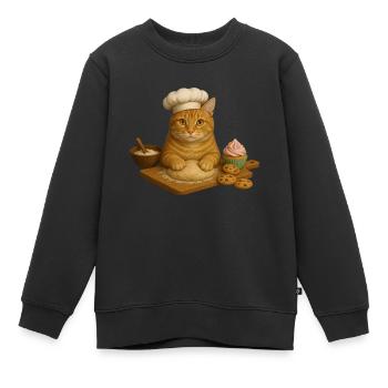 Cuisson pour chats - Sweat Premium enfant bio - noir - Devant - AI Model Kid Female (0cm)