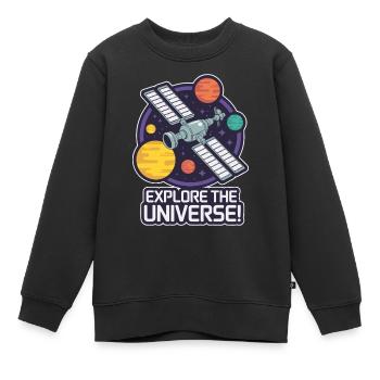 SPACE STATION, ERKUNDE DAS UNIVERSUM - Kinder Premium Organic Sweatshirt - Schwarz - Vorne - AI Model Kid Female (0cm)