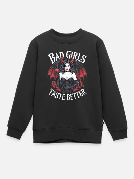 Bad Girls Taste Better! Goth Gothic Emo Baddie - Kids Premium Organic Sweatshirt - black