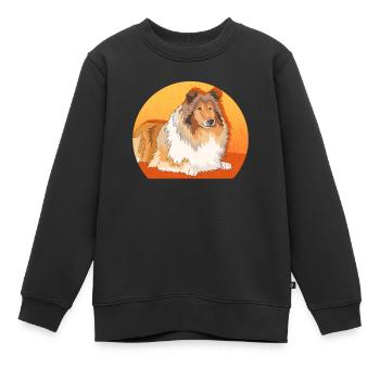 Collie Langhaarcollie Rough Collies Geschenke - Kinder Premium Organic Sweatshirt - Schwarz - Vorne - AI Model Kid Female (0cm)