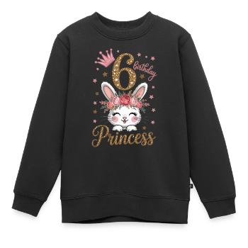 6. Geburtstag Prinzessin Häschen - Kinder Premium Organic Sweatshirt - Schwarz - Vorne - AI Model Kid Female (0cm)