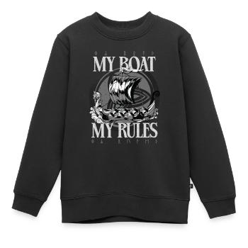 Viking Culture païenne Mon bateau Mes règles - Sweat Premium enfant bio - noir - Devant - AI Model Kid Female (0cm)