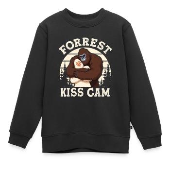 Bigfoot und Yeti im Wald Kiss Cam Lustiger - Kinder Premium Organic Sweatshirt - Schwarz - Vorne - AI Model Kid Female (0cm)