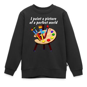 I paint a picture of a perfect world - Kinder Premium Organic Sweatshirt - Schwarz - Vorne - AI Model Kid Female (0cm)