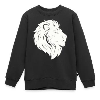 Lion Tête de Lion - Sweat Premium enfant bio - noir - Devant - AI Model Kid Female (0cm)