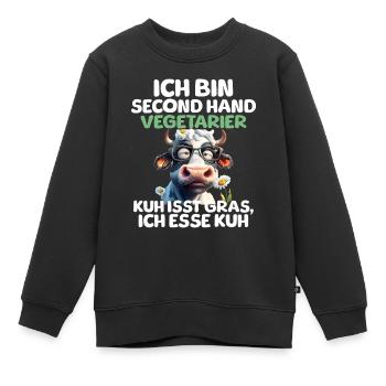 Second Hand Vegetarier - Kinder Premium Organic Sweatshirt - Schwarz - Vorne - AI Model Kid Female (0cm)