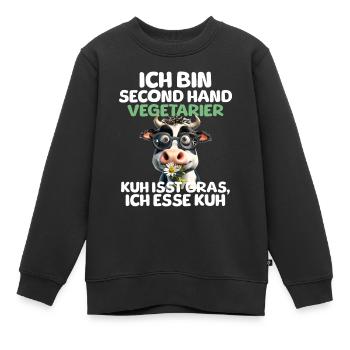 Second Hand Vegetarier - Kinder Premium Organic Sweatshirt - Schwarz - Vorne - AI Model Kid Female (0cm)