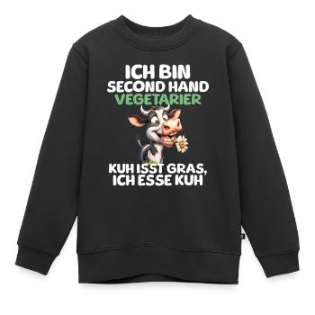 Second Hand Vegetarier - Kinder Premium Organic Sweatshirt - Schwarz - Vorne - AI Model Kid Female (0cm)
