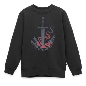 DAS ULTIMATIVE SCHWERT - Kinder Premium Organic Sweatshirt - Schwarz - Vorne - AI Model Kid Female (0cm)