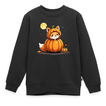 Kürbisfuchs Spuk yip! - Kinder Premium Organic Sweatshirt - Schwarz - Vorne - AI Model Kid Female (0cm)