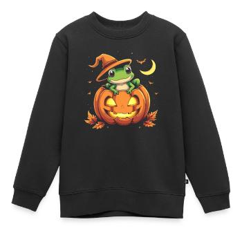 Pumpkin Frog Ribbooobit - Kids Premium Organic Sweatshirt - black - Front - AI Model Kid Female (0cm)