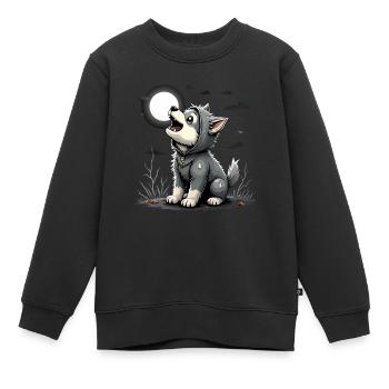 Howling Werewolf Puppy Halloween Awoo ooooo! - Kids Premium Organic Sweatshirt - black - Front - AI Model Kid Female (0cm)